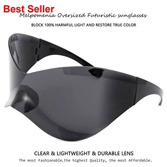 Oversized Futuristic Wrap Shield Sunglasses UV Protection Unisex main image 7